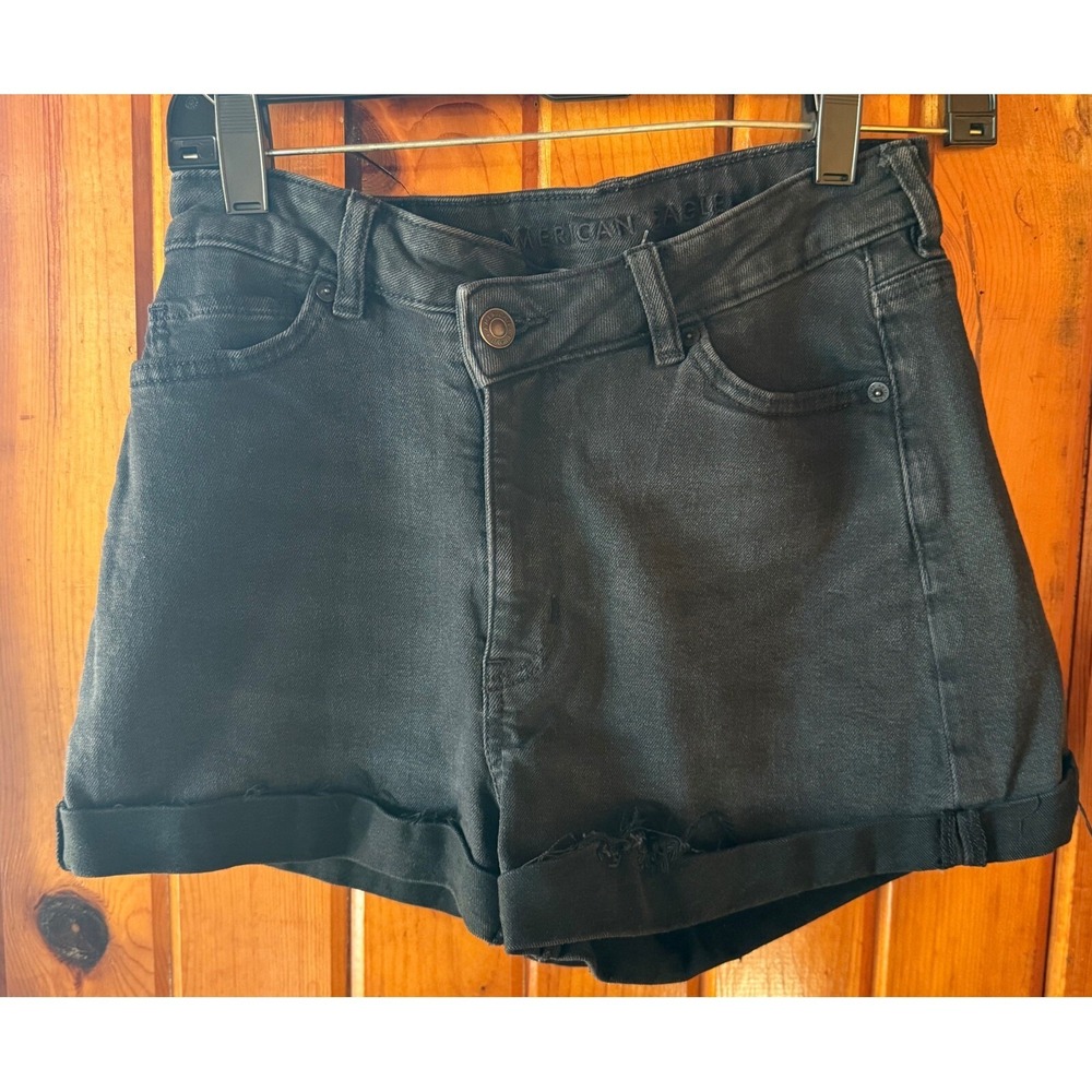 American Eagle Highest Rise Black Denim Mom Short size‎ 4